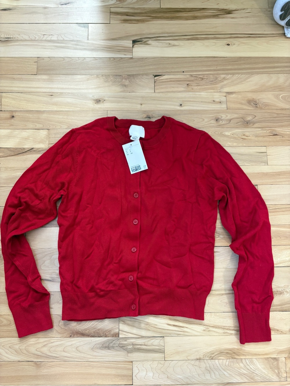 H&M Red Button-Up Women's Cardigan Sweater